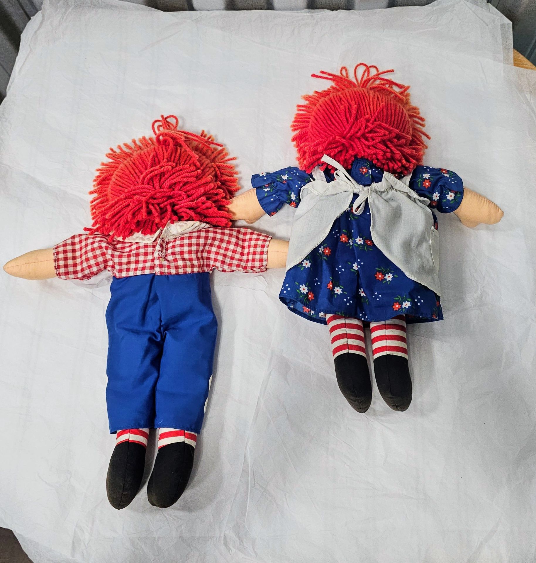 Raggedy Ann & Andy Lot of 2 Cloth Rag Dolls - photo 2
