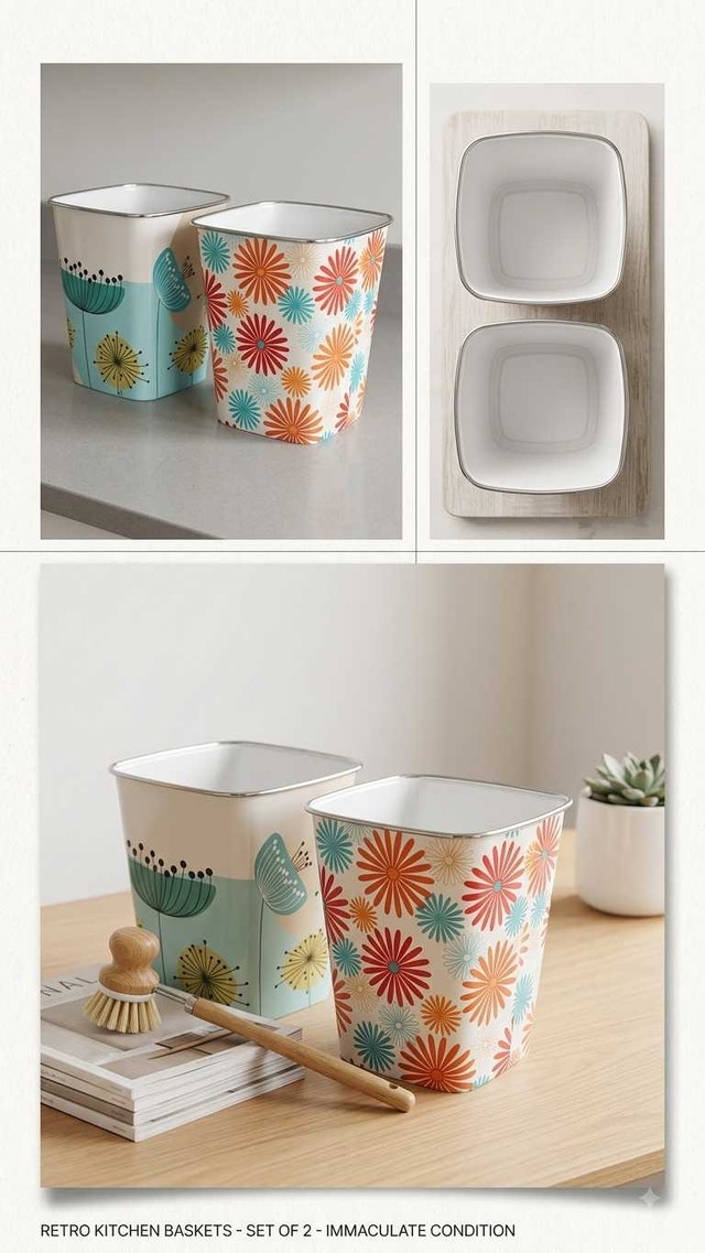 Retro Floral baskets / Storage Bins - photo 3