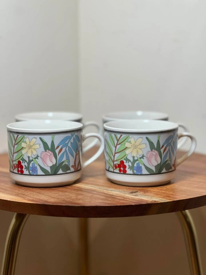 Vintage Lynns Stoneware Hilary Pattern Mug Set of 4 - photo 2