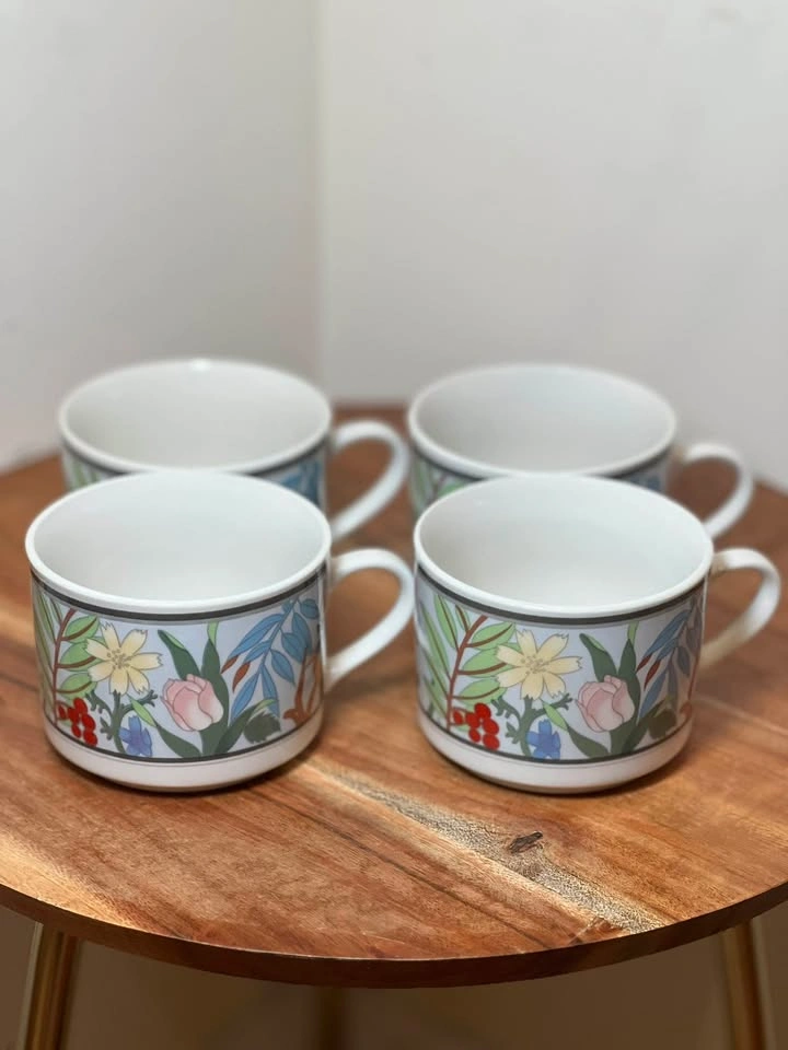 Vintage Lynns Stoneware Hilary Pattern Mug Set of 4 - photo 3
