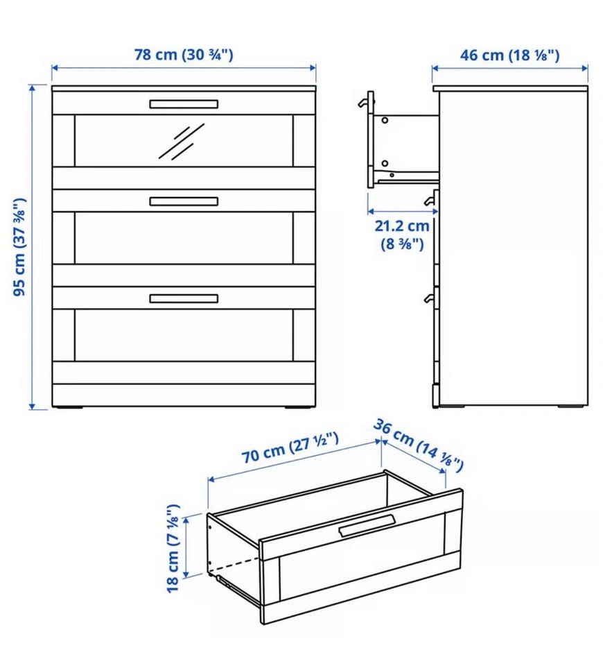 IKEA BRIMNES 3-Drawer Chest – White - photo 5