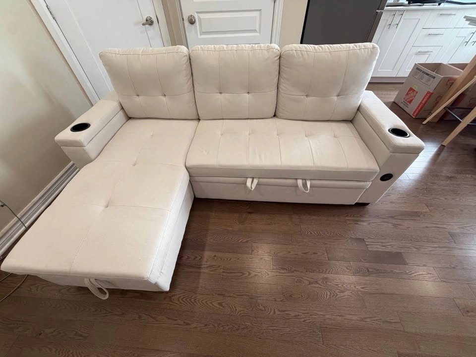 Sectional Sleeper Sofa with Storage, USB Charging & Cup Holders