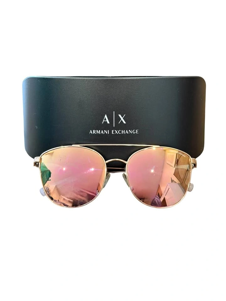 Armani Exchange Rose Gold Aviator Sunglasses with Case