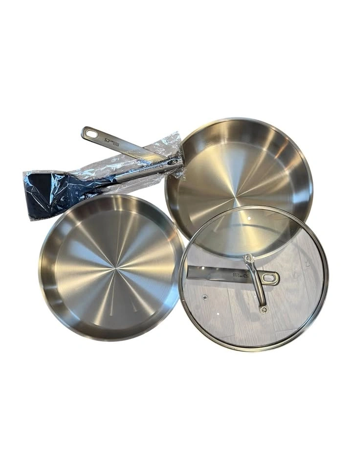 Stainless Steel Fry Pan & Sauté Pan Set with Lid + Spatula