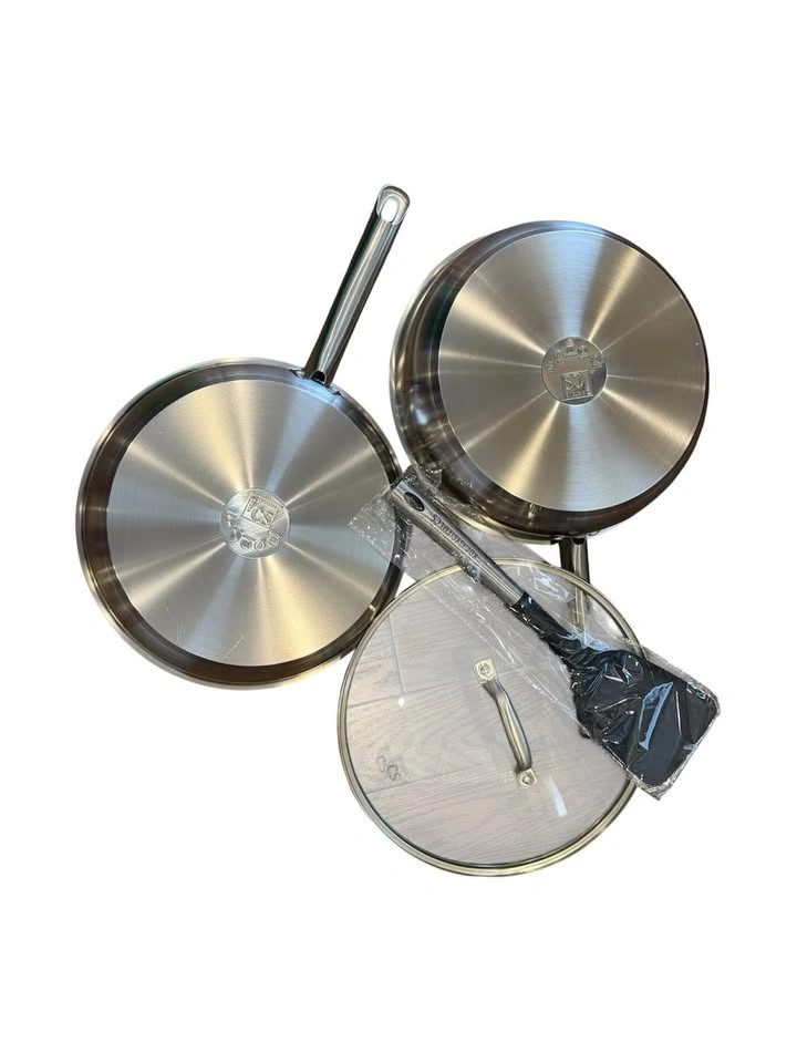 Stainless Steel Fry Pan & Sauté Pan Set with Lid + Spatula - photo 2