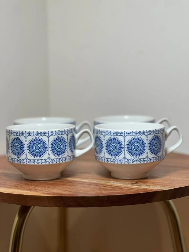 Set of 4 Pontesa "Chinamoda" Ironstone Blue Pattern Mugs - photo 2