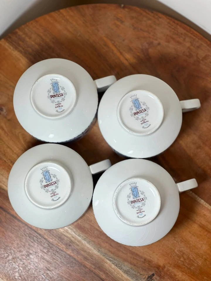 Set of 4 Pontesa "Chinamoda" Ironstone Blue Pattern Mugs - photo 4