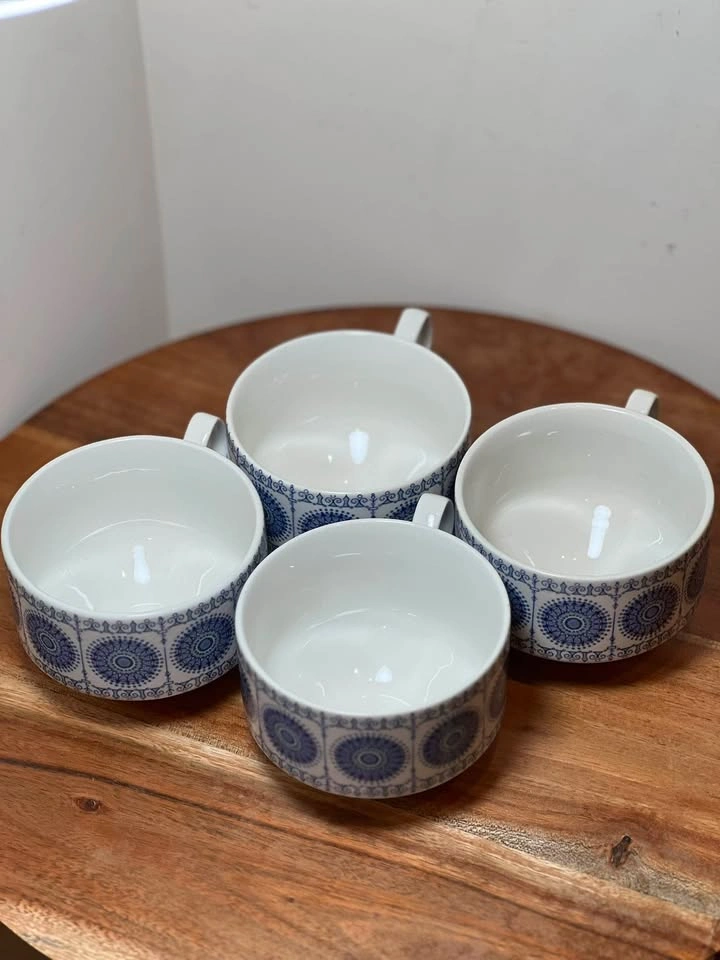 Set of 4 Pontesa "Chinamoda" Ironstone Blue Pattern Mugs - photo 5