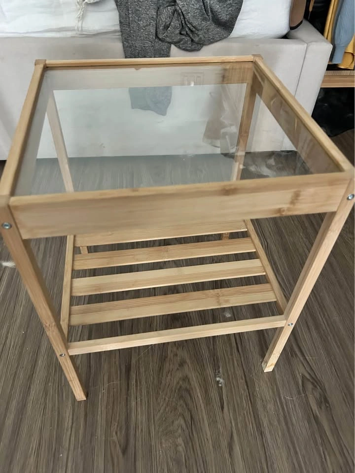 IKEA Nesna nightstand/ side table with glass top