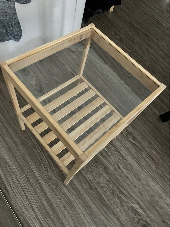 IKEA Nesna nightstand/ side table with glass top - photo 2