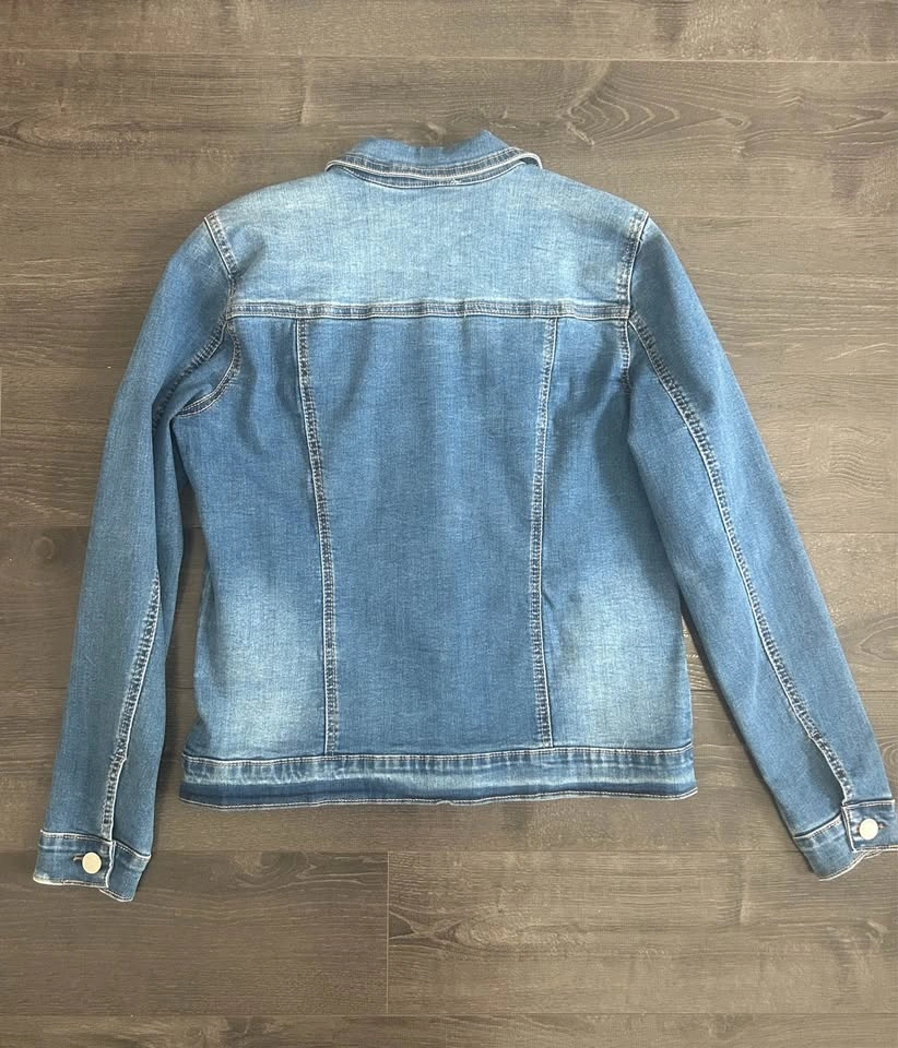 LAURA Silver Sequin Denim Jacket Size 4 - photo 2