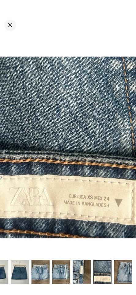 ZARA High Waist Denim Mini Skirt Distressed Raw Hem Size XS - photo 4
