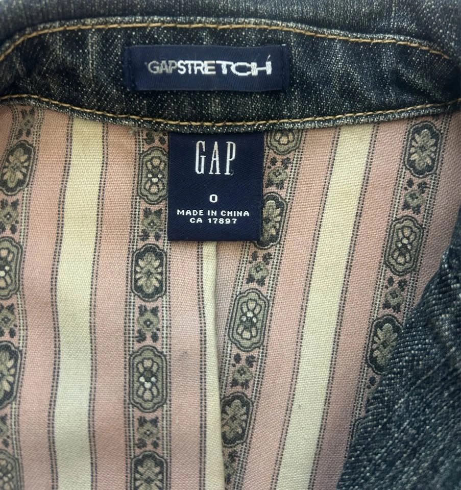 Vintage GAP Denim Blazer Dark Wash Fitted Jean Jacket Size 0 - photo 4