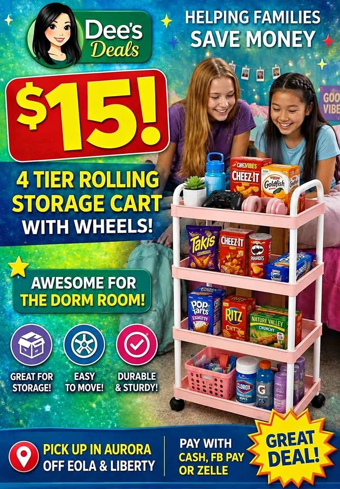 4 Tier rolling storage cart BRAND NEW IN BOX ONLY $15