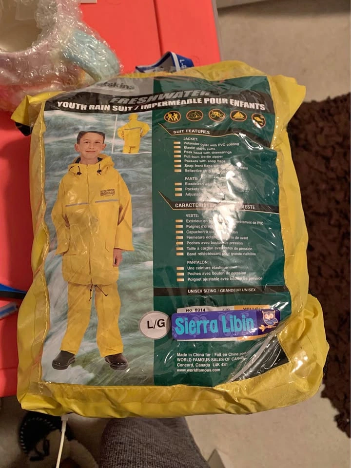 Wet skin youth rain suit- NEW