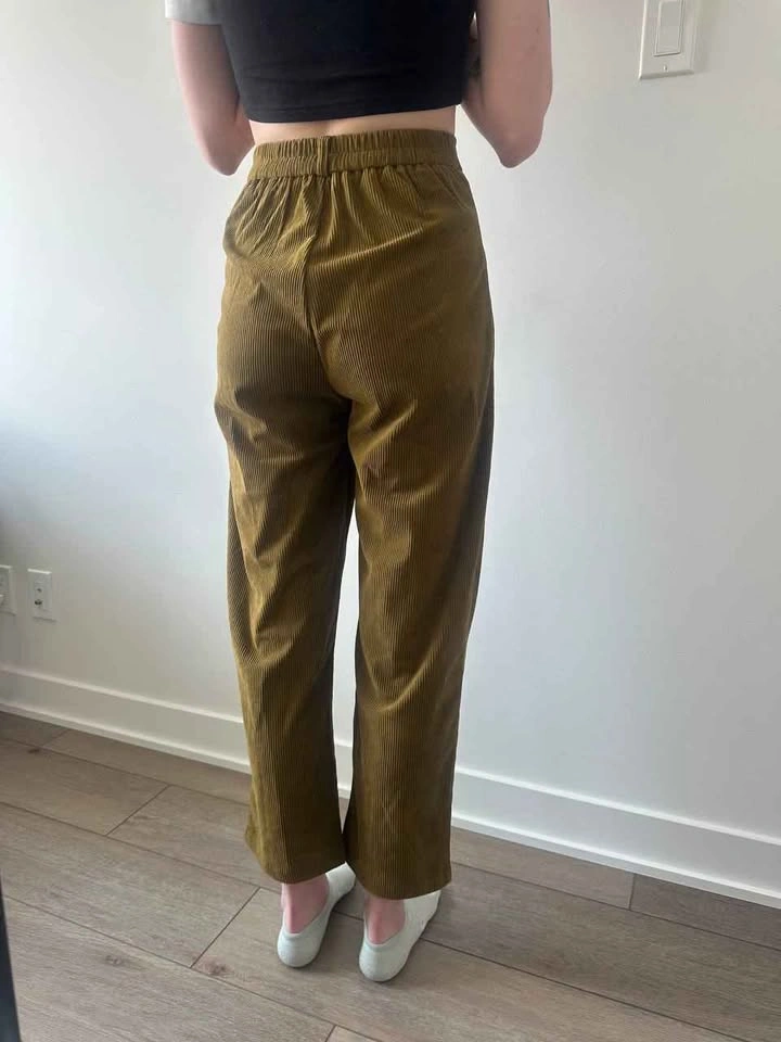 Olive Green Pleated Corduroy Pants - photo 2