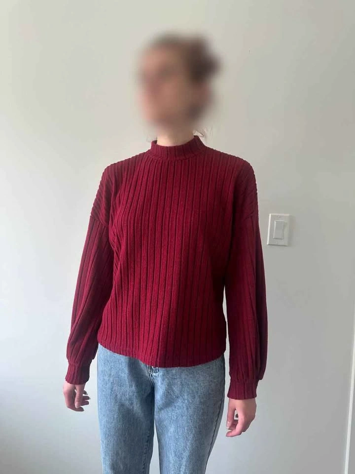 Burgundy Ribbed Mock Neck Sweater - photo 2