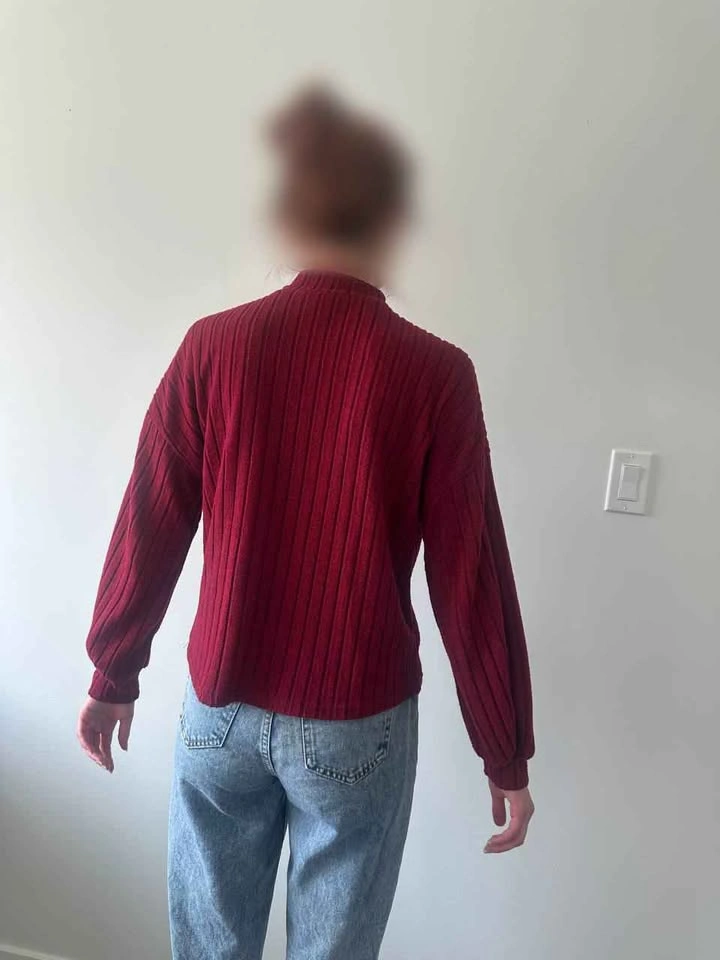 Burgundy Ribbed Mock Neck Sweater - photo 3