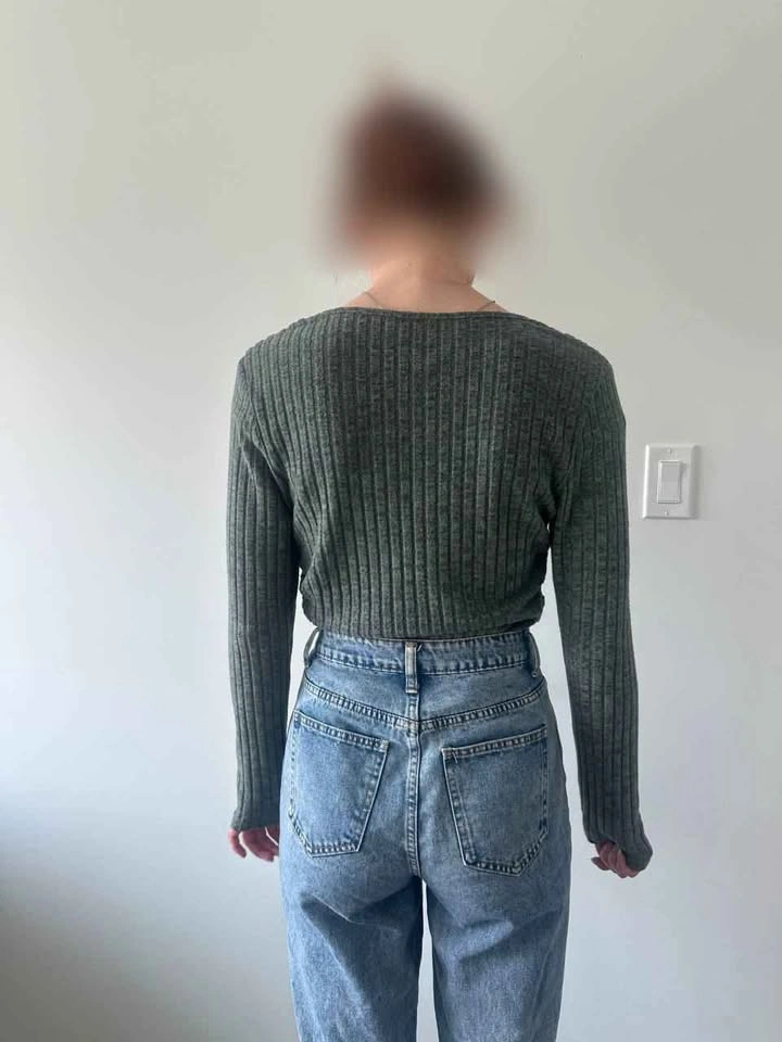 Ribbed Square Neck Long Sleeve Top - photo 2