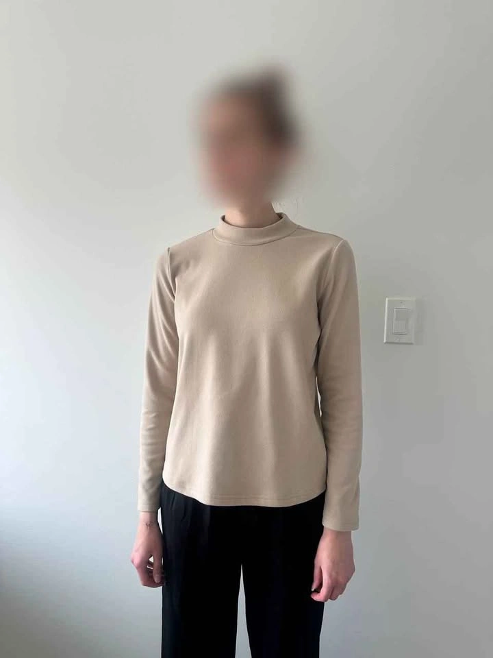 Beige Mock Neck Long Sleeve Top - photo 2