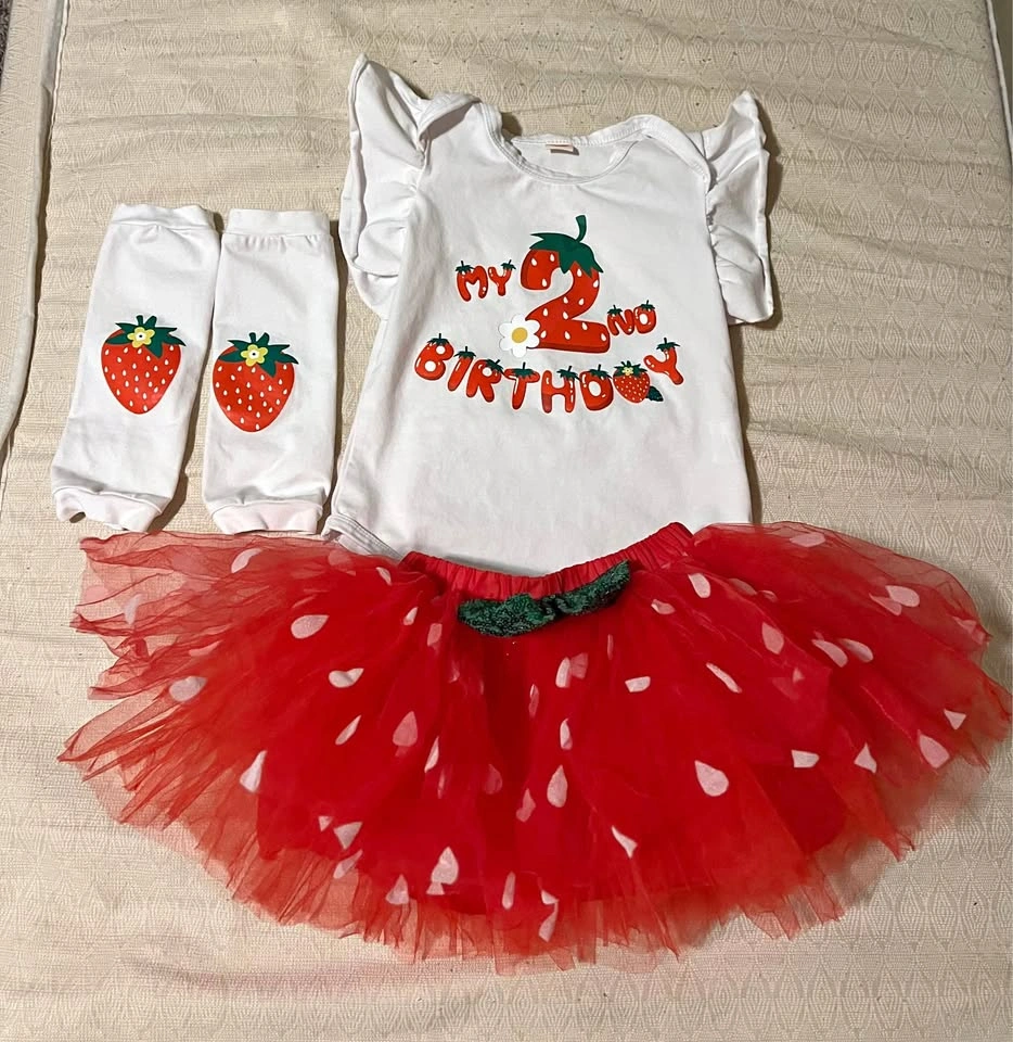 Baby Girls Strawberry 2nd Birthday Outfit Size: 2T