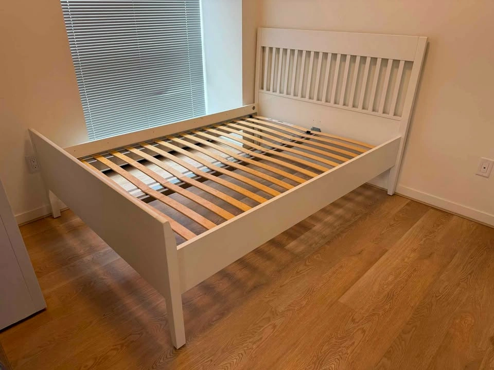 White Double / Full Size Bed Frame with Slats – Excellent Condit - photo 2