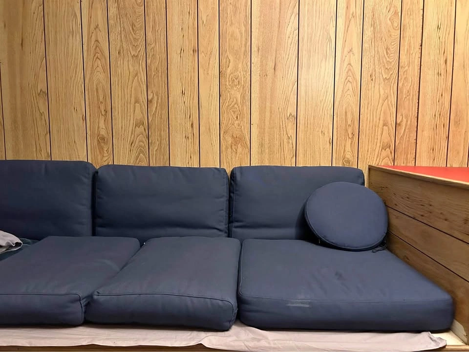 Blue cushions for indoor/outdoor use