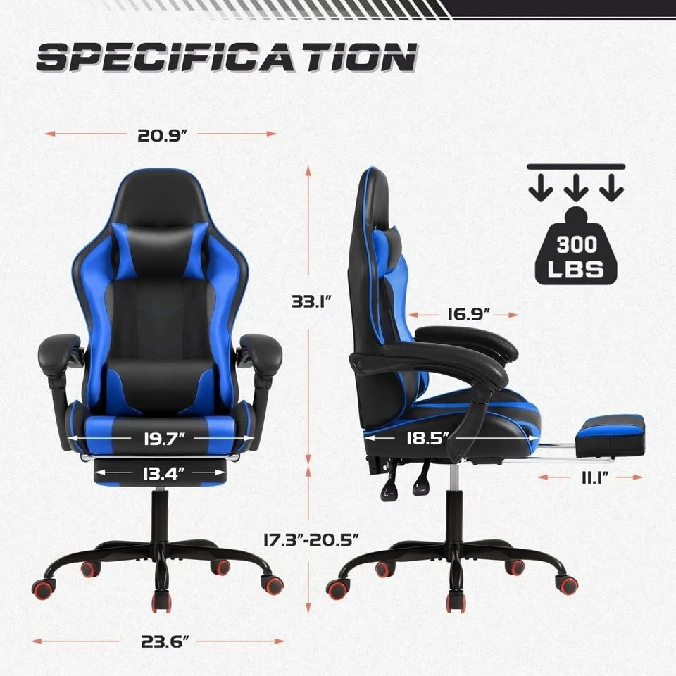 Ergonomic Gaming Chair with Footrest and Massage Lumbar - photo 2