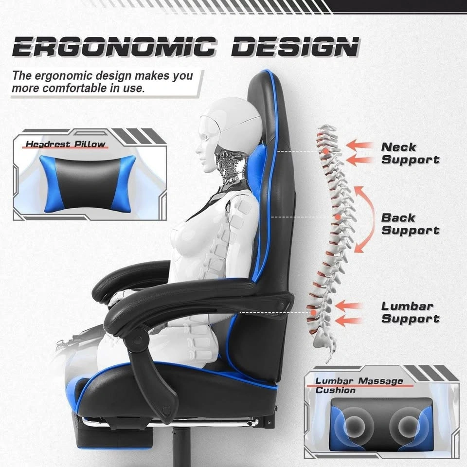 Ergonomic Gaming Chair with Footrest and Massage Lumbar - photo 3