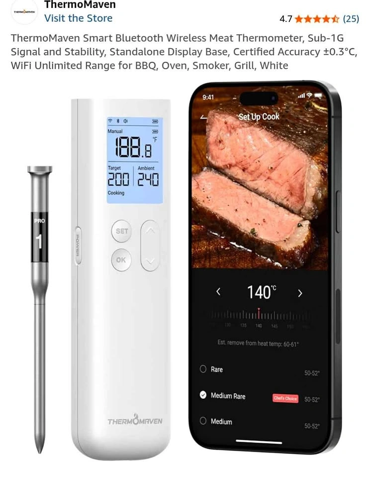 Smart Barbeque Thermometer (Wifi/Bluetooth) - New