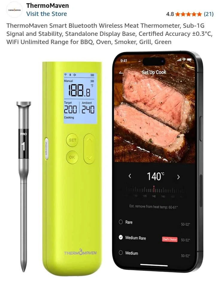 Smart Barbeque Thermometer (Wifi/Bluetooth) - New