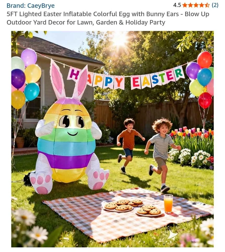 5ft Inflatable Waste Bunny Decoration - New