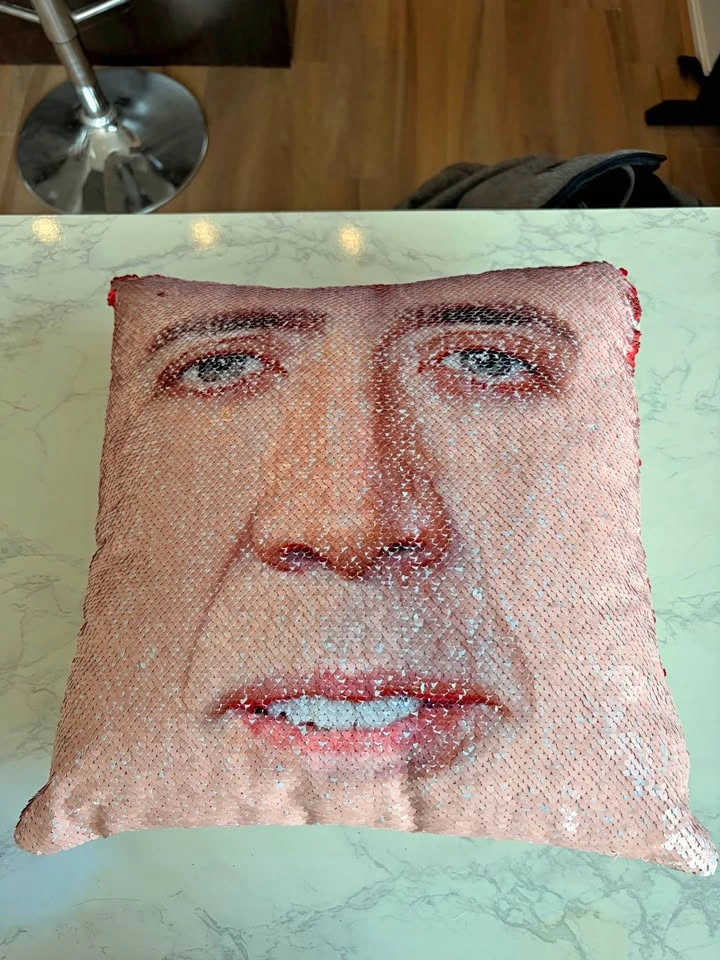 Nicolas Cage Reversible Sequin Throw Pillow + Insert