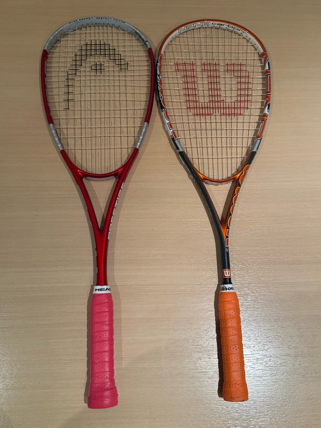 Head Liquidmetal Prestige and Wilson Nano Carbon Squash Rackets