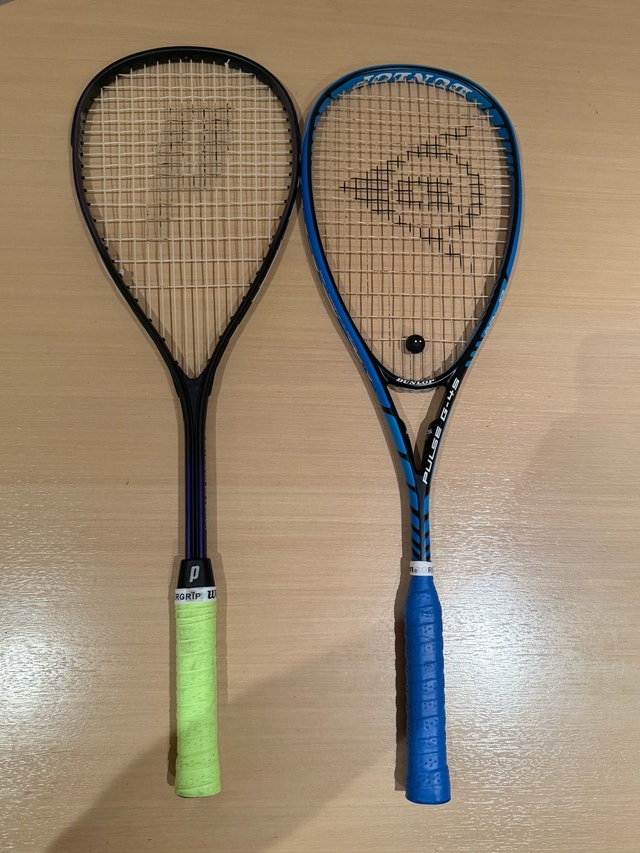 Prince Extender and Dunlop Pulse G-H5 Squash Racquets