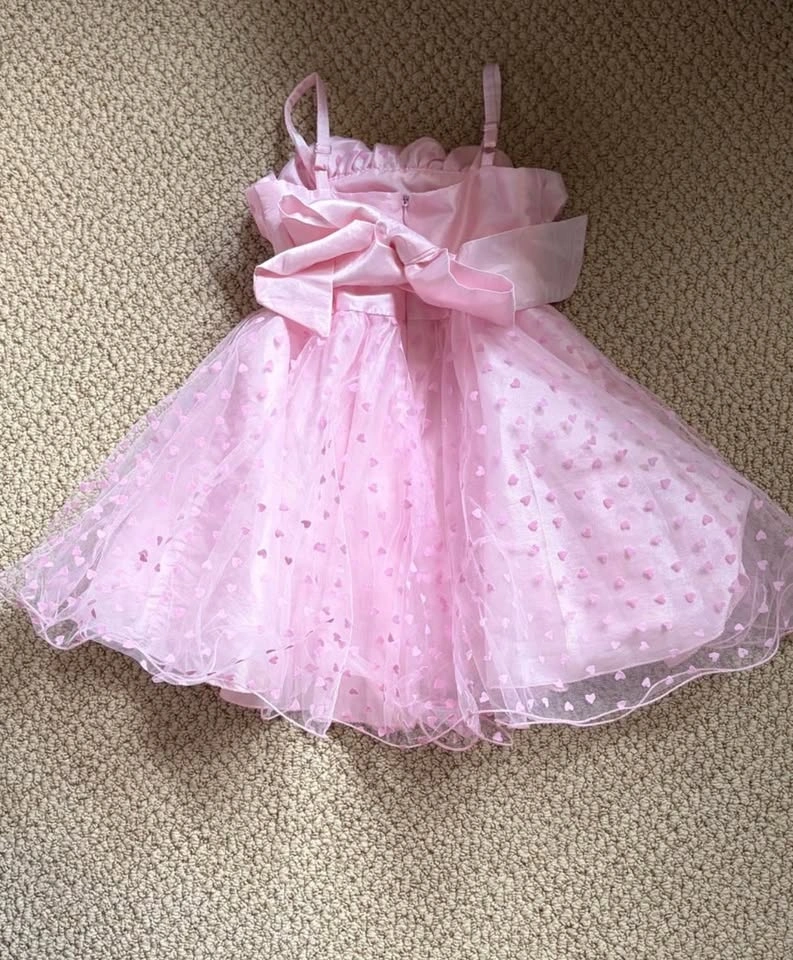 Girls Pink Heart Tulle Party Dress Size 4 - photo 2