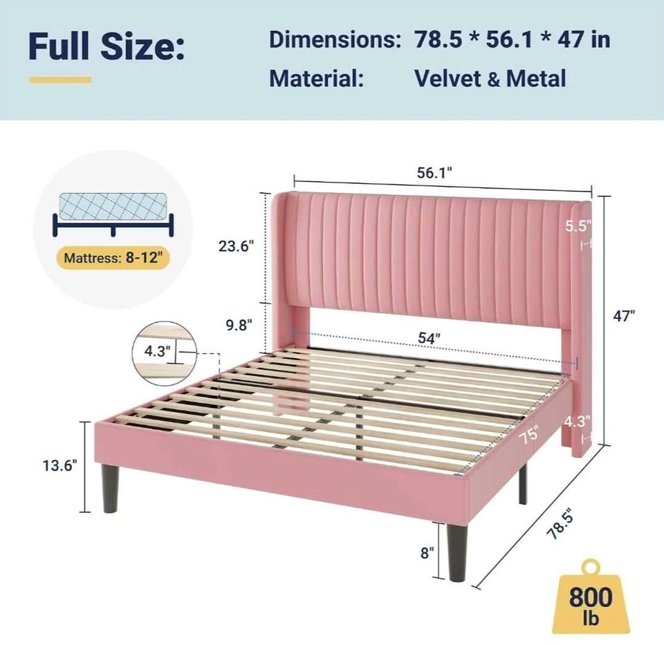 Full Size Velvet Bed Frame Brand New - photo 2
