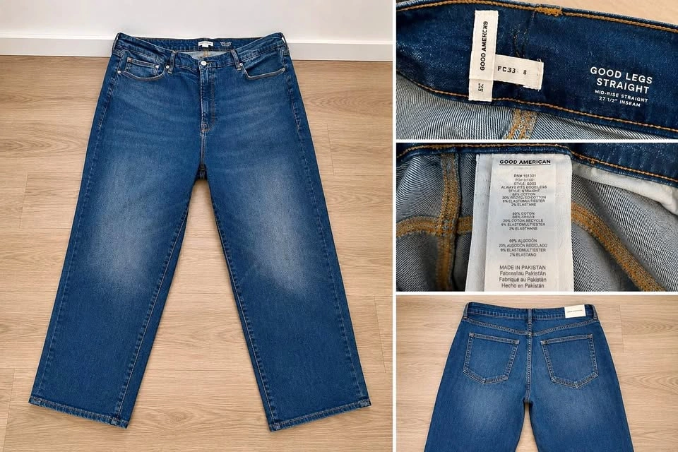New Good American Always Fits Good Legs Straight Jeans