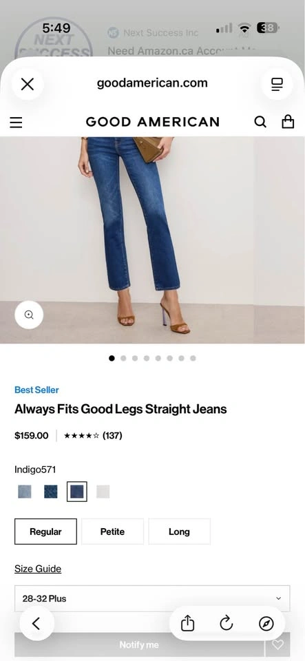 New Good American Always Fits Good Legs Straight Jeans - photo 2
