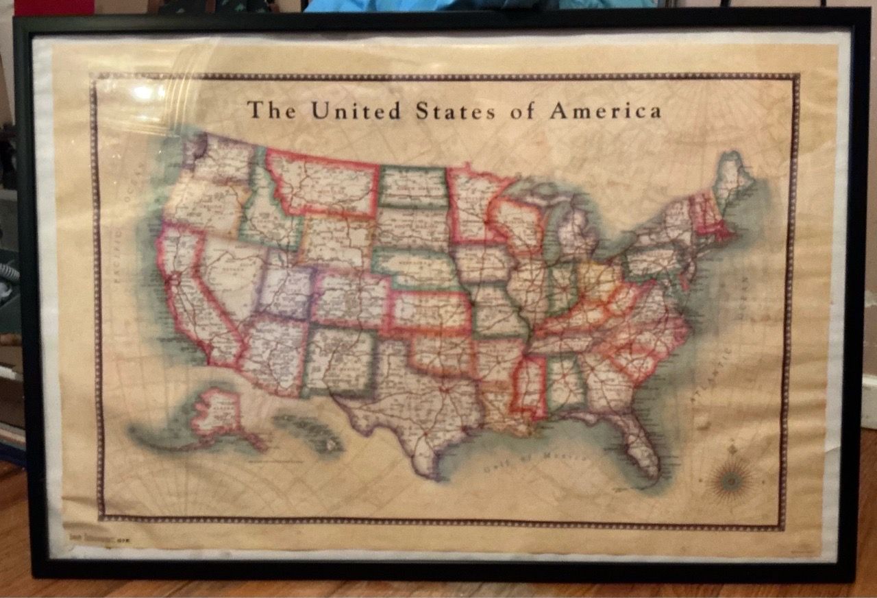 Framed United States of America Vintage Style Map