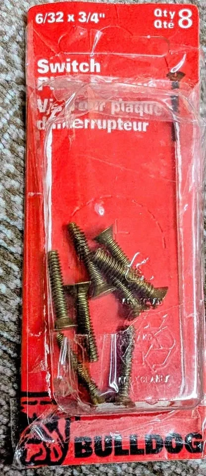 Bulldog 3/4" 6-32 Oval Head Wall Plate Screws, 8-Pack