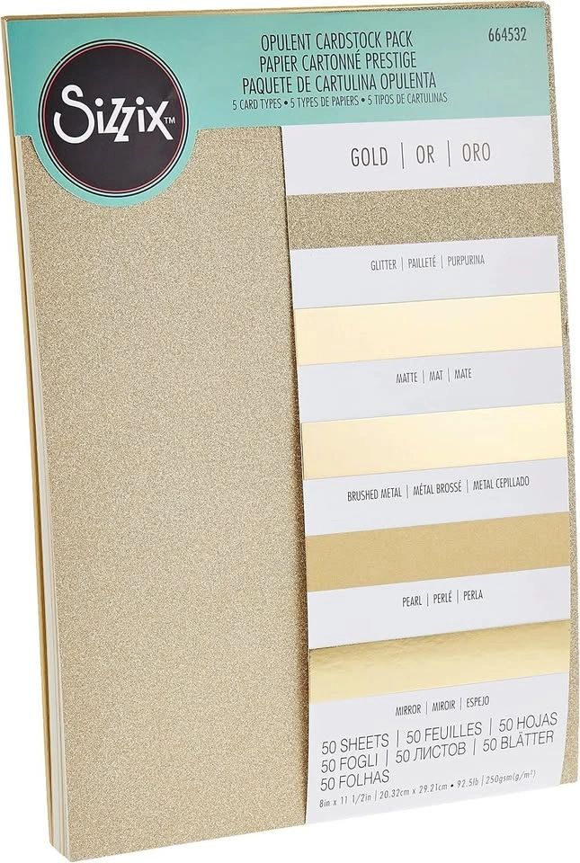 Sizzix Surfacez - Opulent Cardstock 664532, Gold, 50 Pack