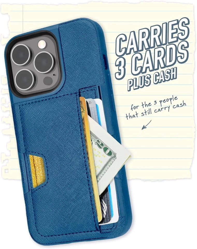 Smartish iPhone 13 Pro Wallet Case, Wallet Slayer V2, Blue - photo 3