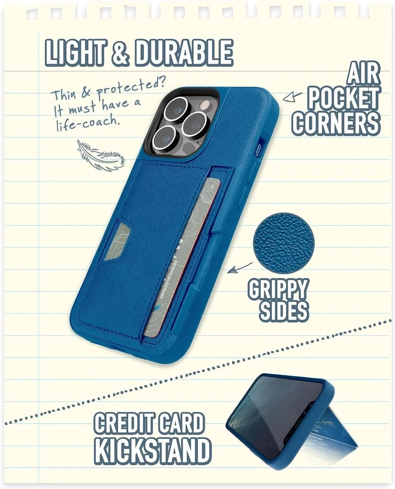 Smartish iPhone 13 Pro Wallet Case, Wallet Slayer V2, Blue - photo 5