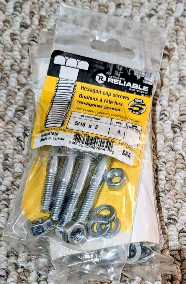 HEX HEAD CAP SCREW, STEEL, GRADE 5, 5/16" x 2", 4-Pack