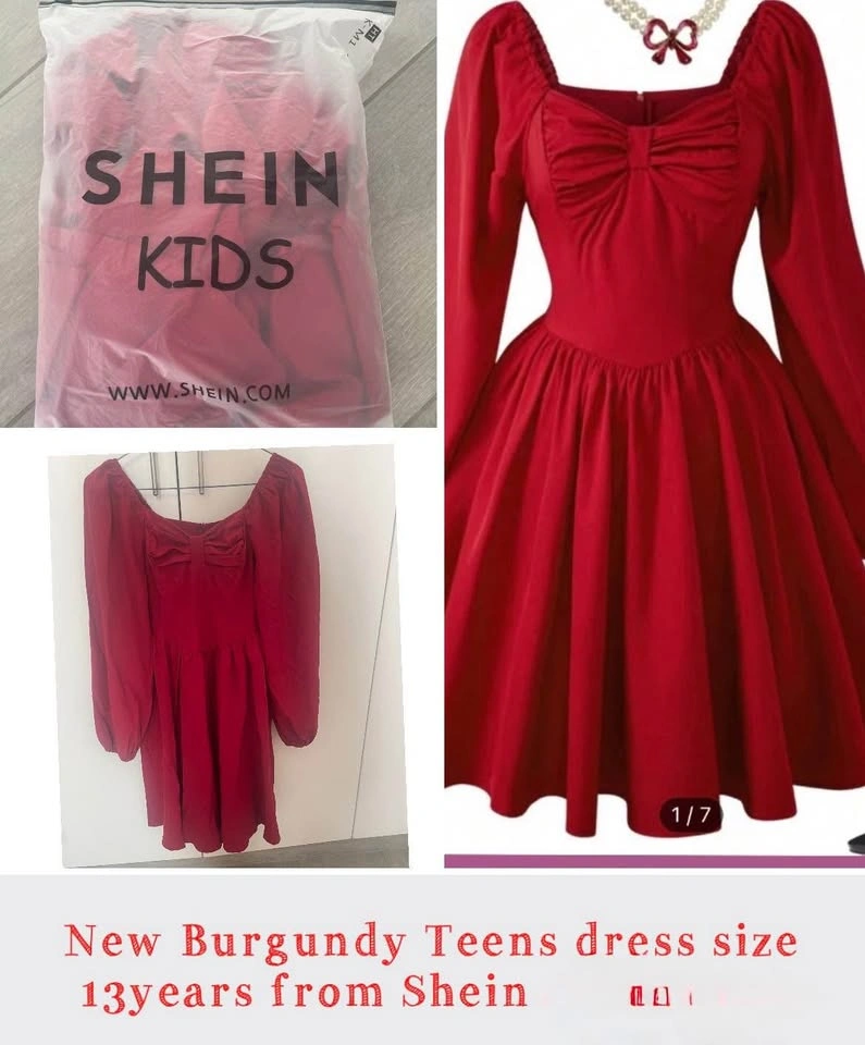 New Shein Burgundy dress size 13 years - XS-S - photo 3