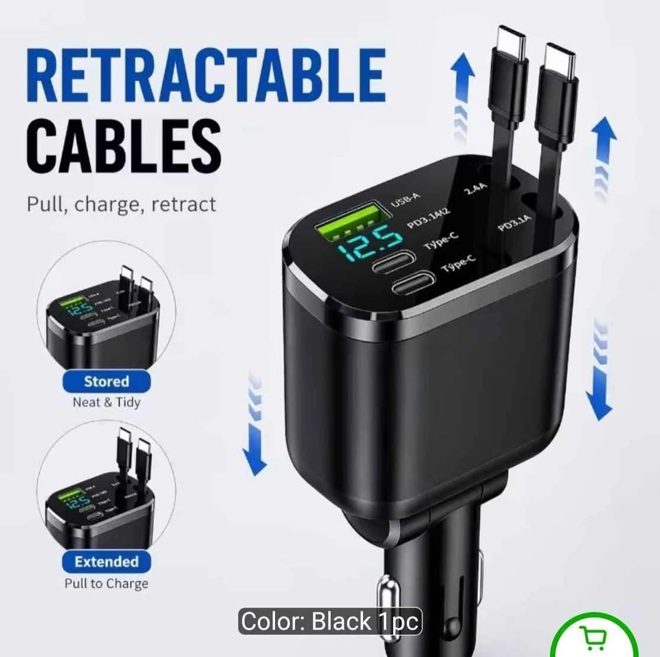 2026 Upgraded 5-in-1 Retractable Car Charger - photo 2