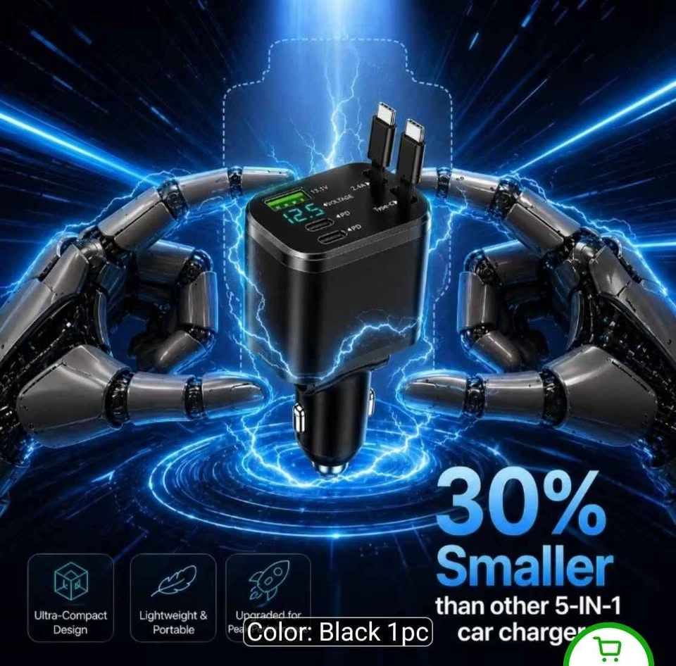 2026 Upgraded 5-in-1 Retractable Car Charger - photo 4