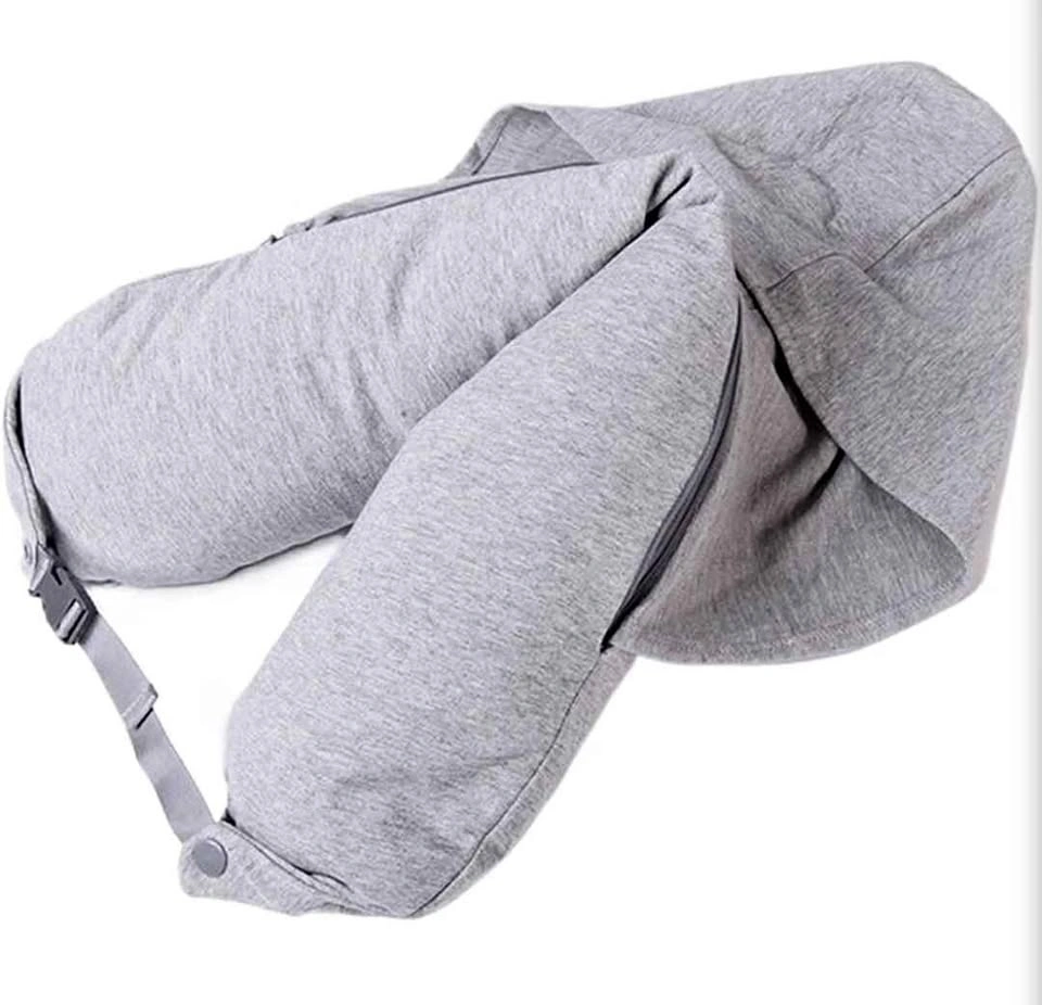 Stuffable travel pillow with hood
