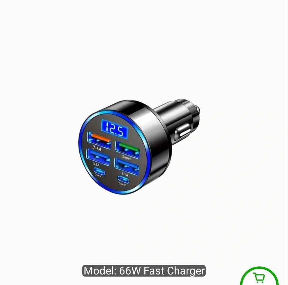 250W 6-Port Fast Car Charger with LED Display - photo 3